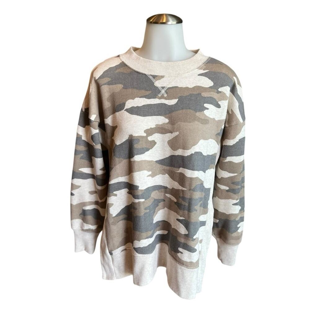Aerie Camo Army Crew Neck Oversized Sweatshirt XS